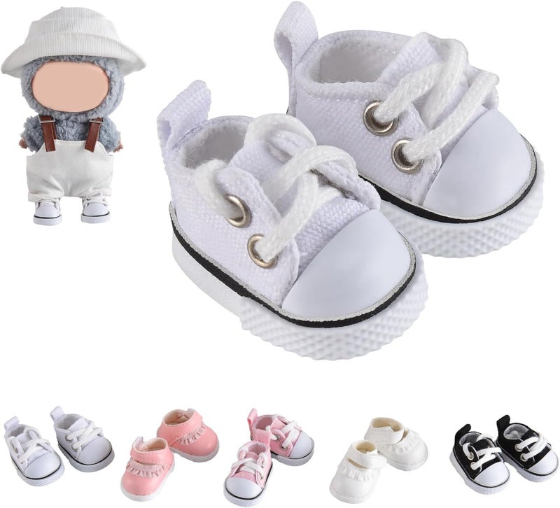 GDLSYLGHY Cute Doll Shoes for Lububu, Premium Doll Shoes for 4-7in Dolls, Compatible with Lububu Doll Clothing & Outfits(White Canvas) - Image 1